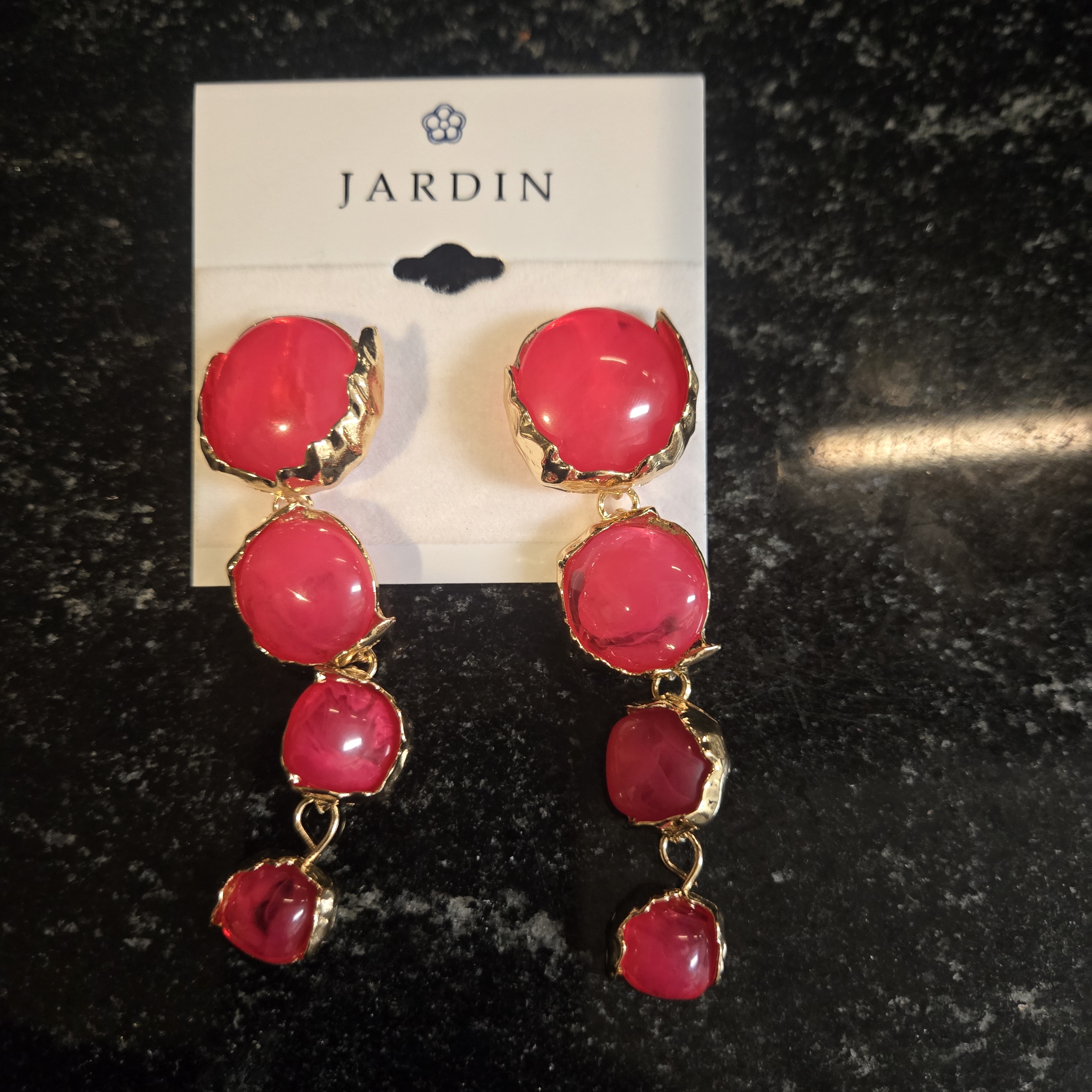 Fuchsia And Gold Statement Earrings